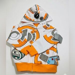 Disney Store Star Wars BB-8 D-O Droid Kids Sweatshirt Children Hoodie Zip Up NEW